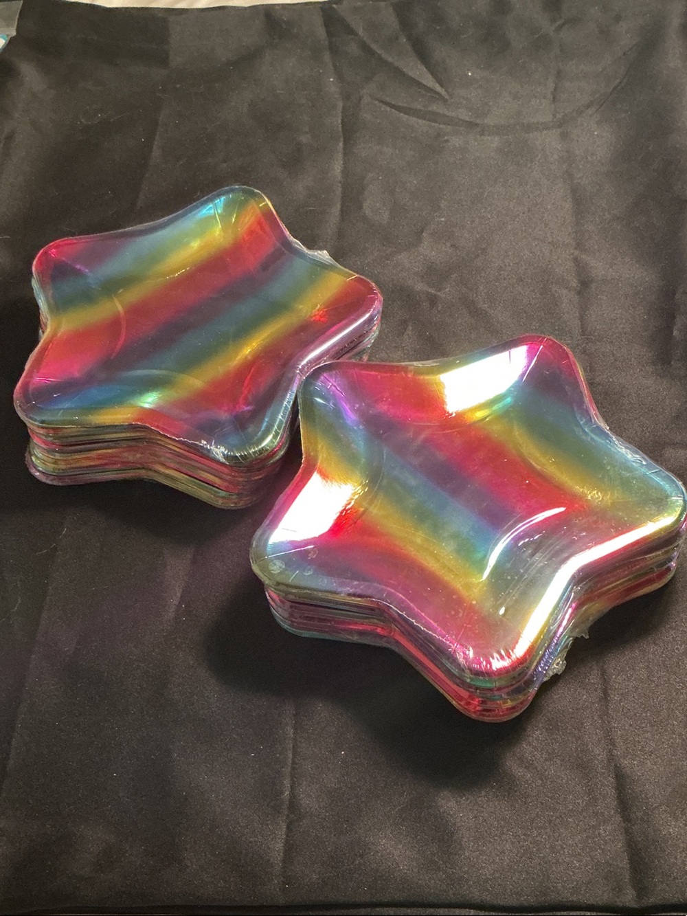 NWT Star-Shaped Rainbow Disposable Party Plates - Multi-Color 5 pack (40 total)